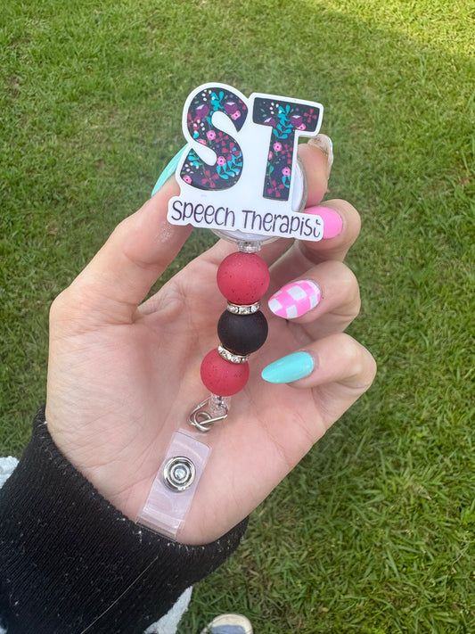Speech therapist badge reel