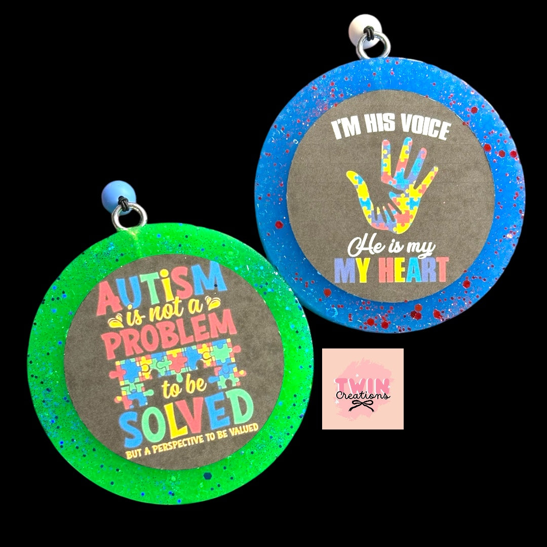 Autism puzzle cardstock freshie round