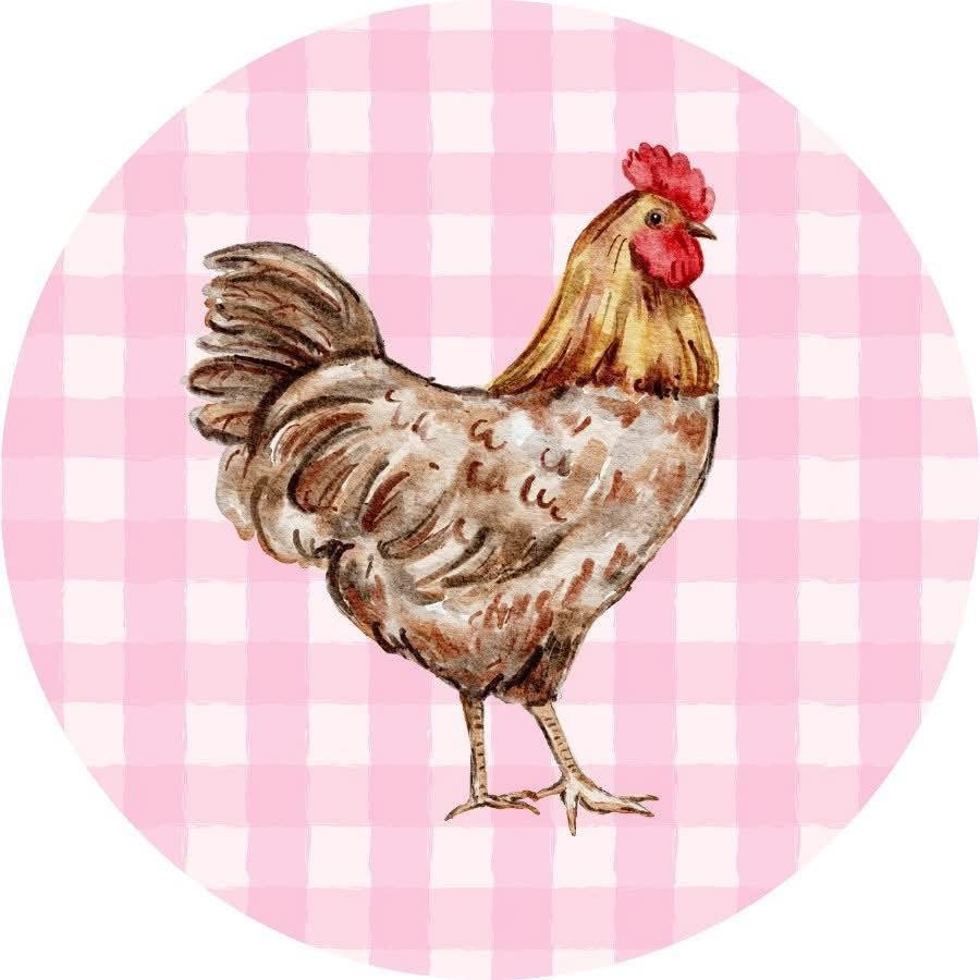 Gingham chicken round