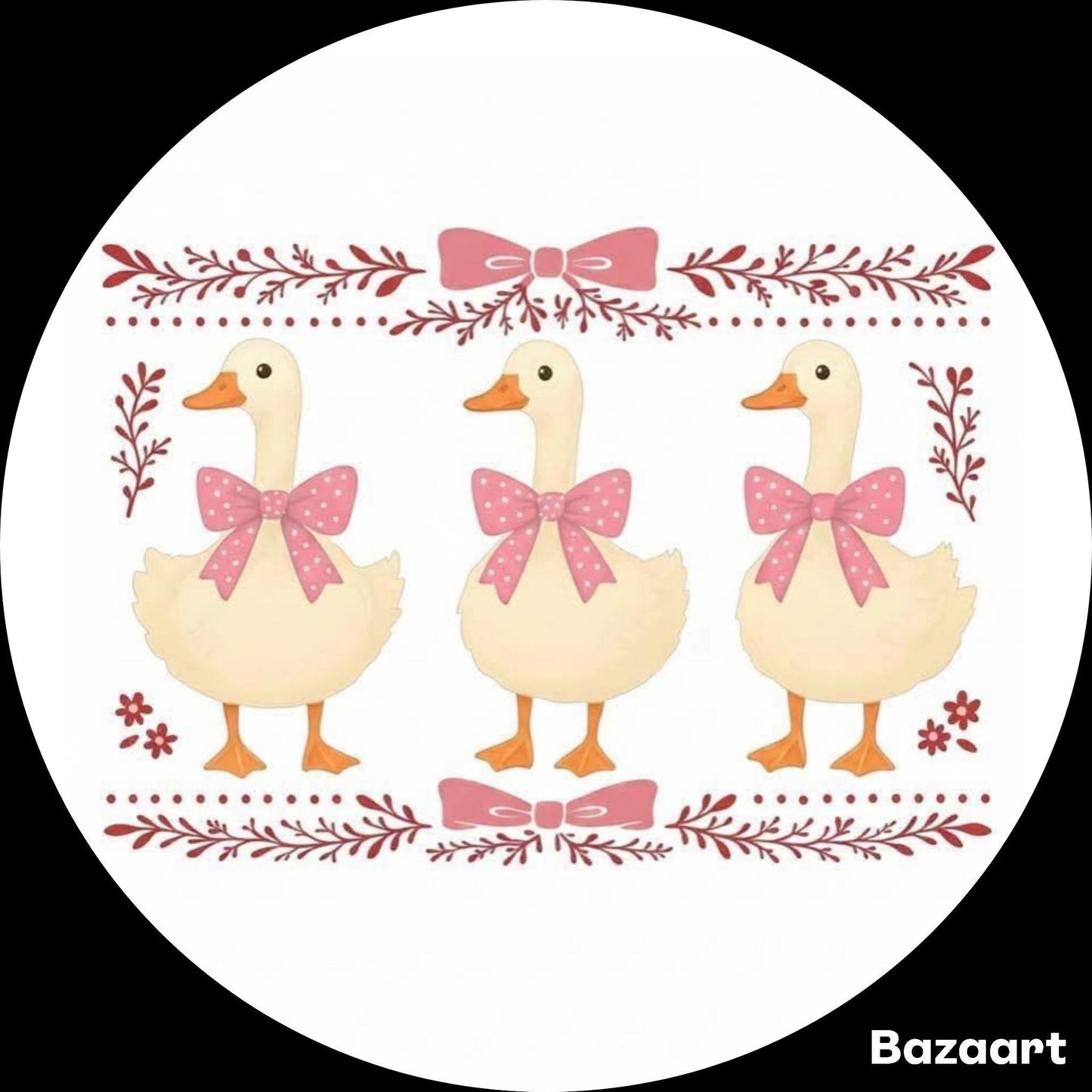 Three geese with bows round