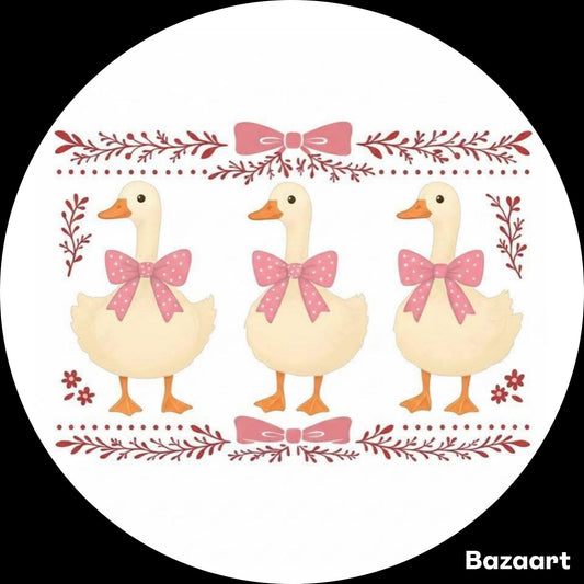 Three geese with bows round
