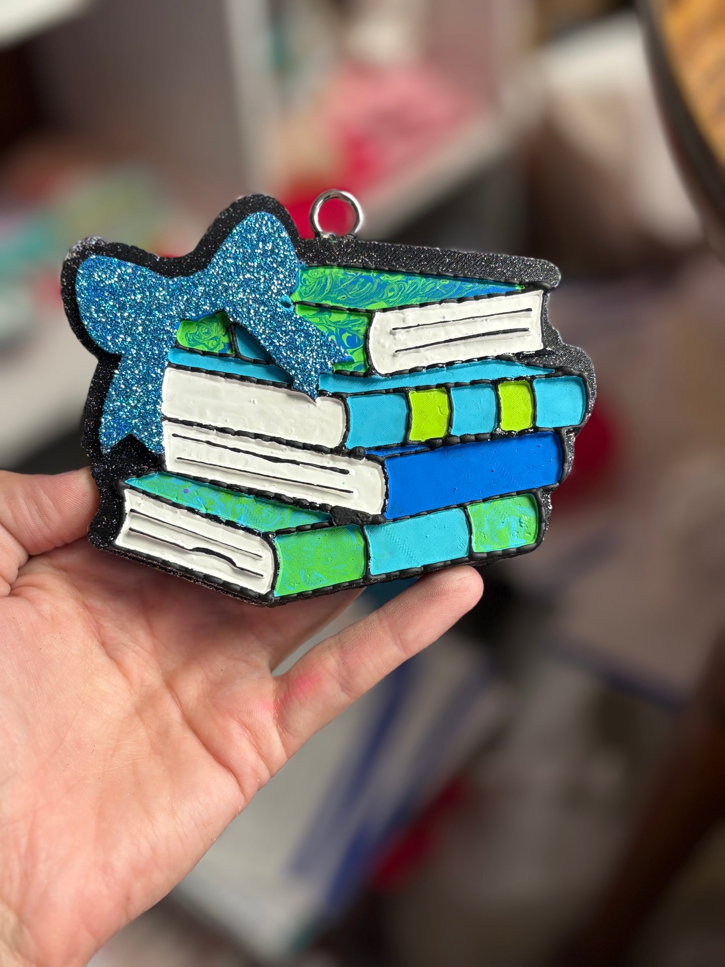 Stacked book with bow